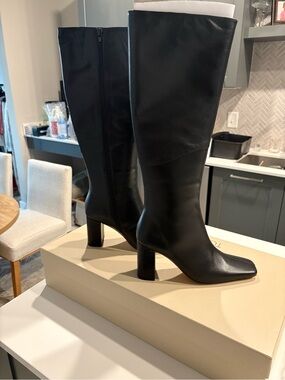 Tony Bianco Black Knee-High Block Heel Boots